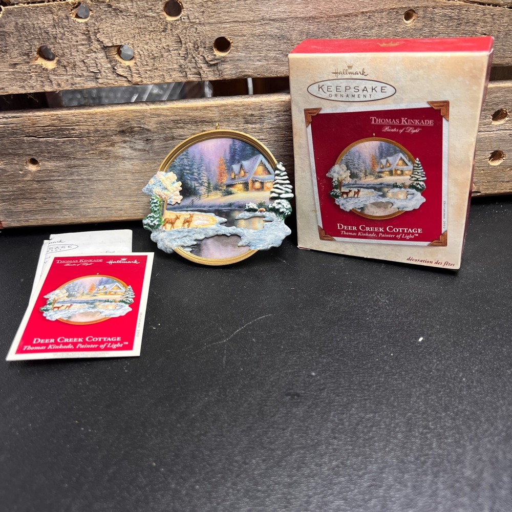 Hallmark Keepsake 2002 Thomas Kinkade Deer Creek Cottage Ornament Boxed